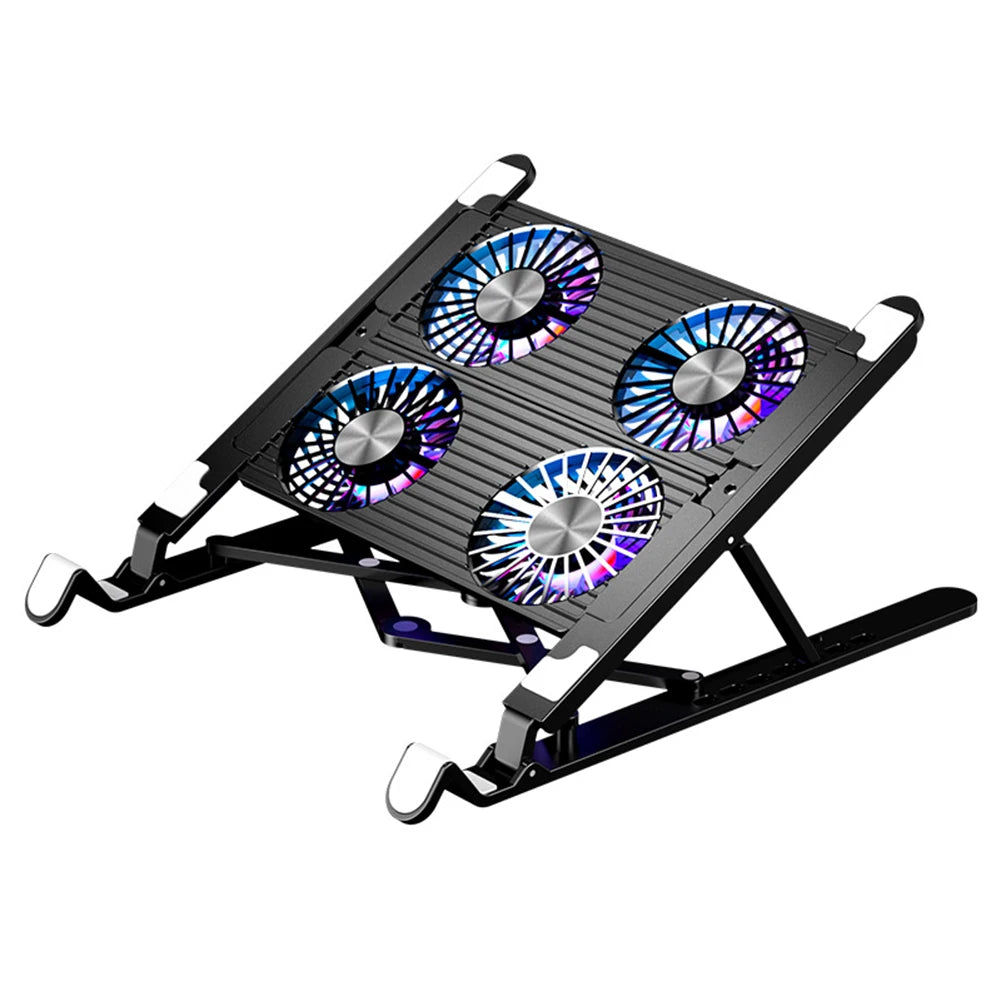 Adjustable Laptop Cooling Stand – Foldable Aluminium/ABS Notebook Cooler with 2 or 4 Fans (11–17.3 Inch)