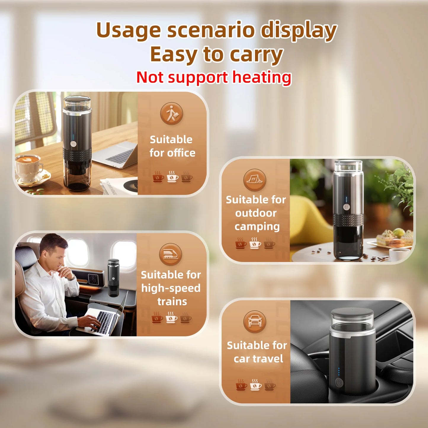 Portable Electric Espresso Coffee Machine – Cordless Rechargeable One-Button Coffee Maker