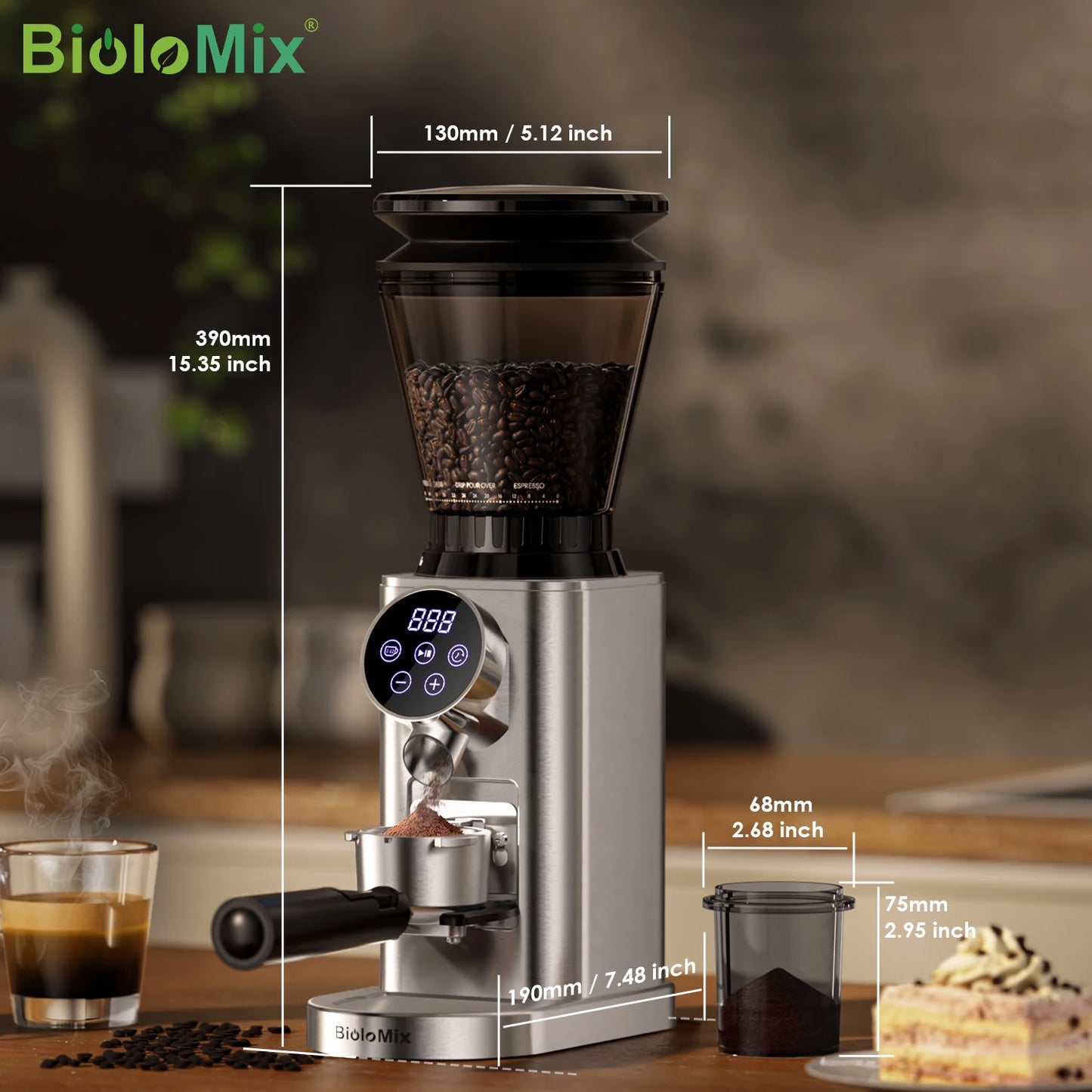 Electric Conical Burr Coffee Grinder – 48 Adjustable Grind Settings for Espresso & Brew Methods