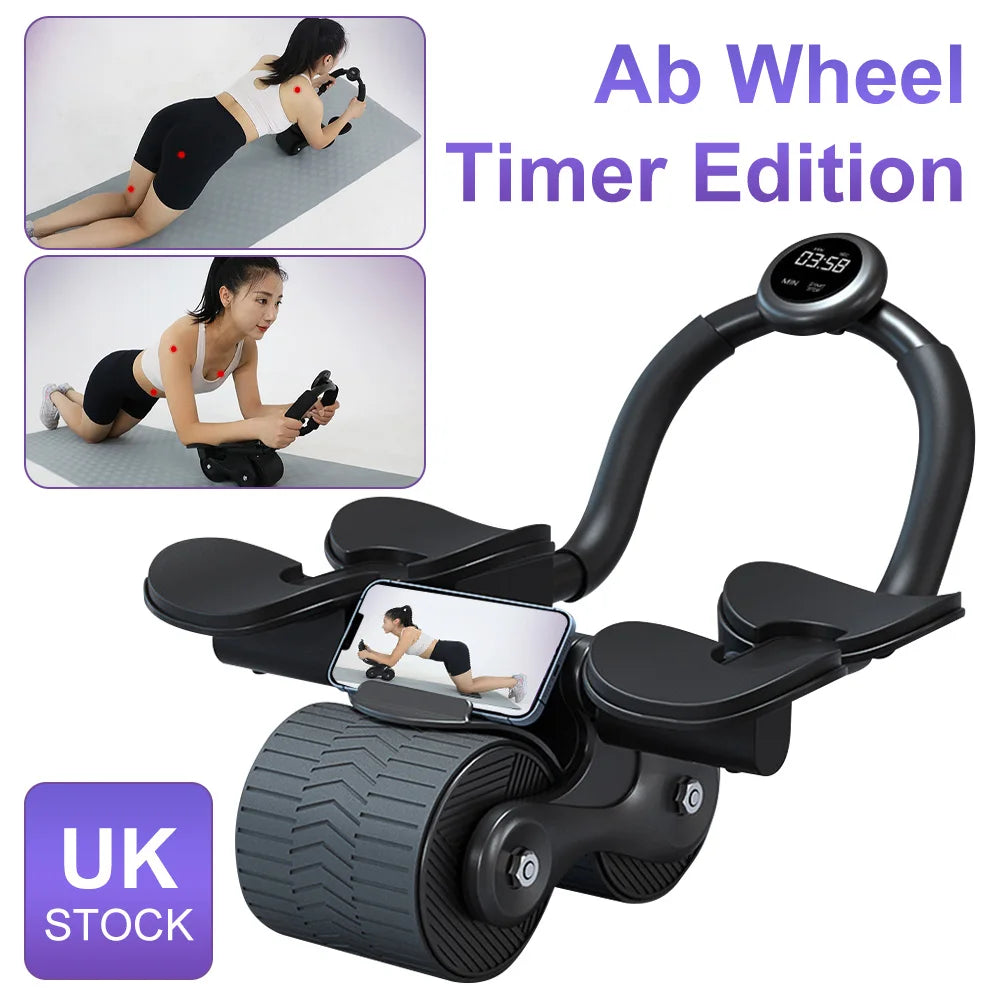 2-Wheel Ab Roller with Elbow Support & Auto Rebound – Core Workout Trainer with Counter Display