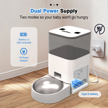 Automatic Pet Feeder with APP Control – 4L Smart Cat & Dog Food Dispenser with Timer & Voice Recording