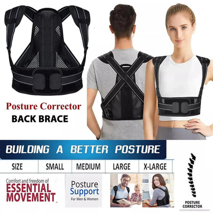 Back Brace Posture Corrector for Women & Men, Adjustable Back Lumbar Support Belt Shoulder Posture Support