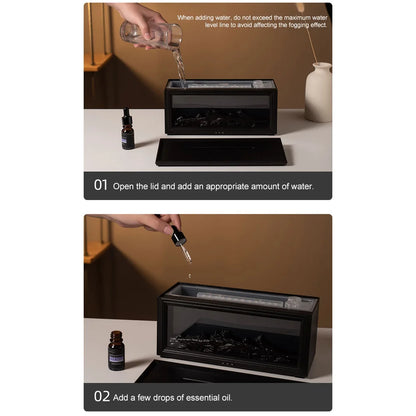 Colourful Flame Fireplace Aroma Diffuser – Essential Oil Humidifier with Remote Control