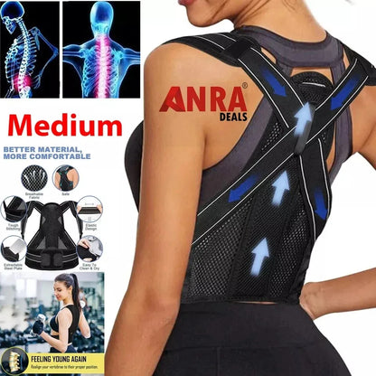 Back Brace Posture Corrector for Women & Men, Adjustable Back Lumbar Support Belt Shoulder Posture Support