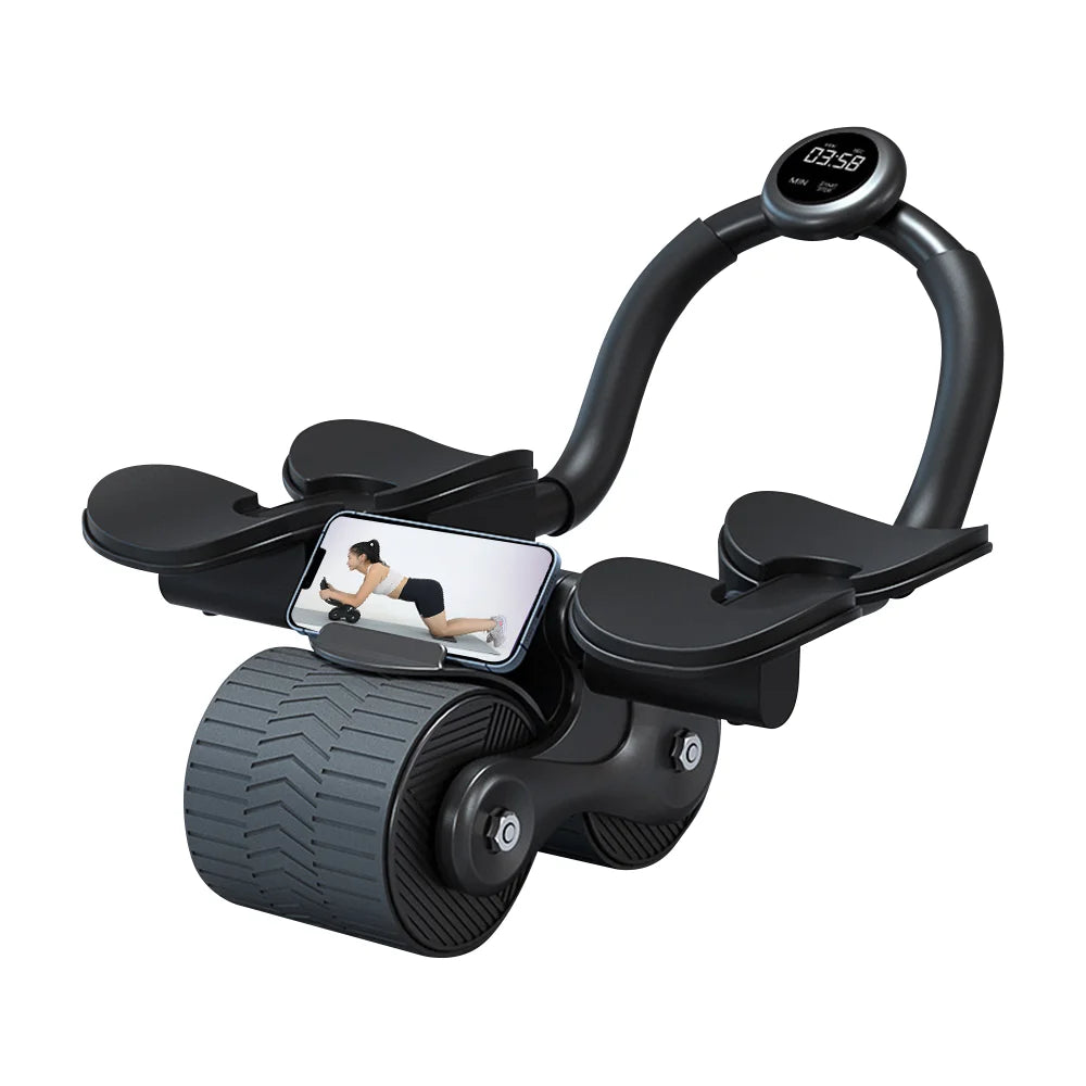 2-Wheel Ab Roller with Elbow Support & Auto Rebound – Core Workout Trainer with Counter Display