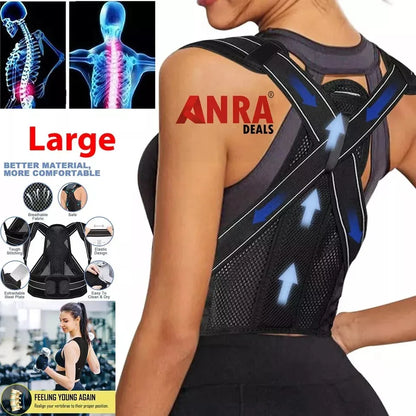 Back Brace Posture Corrector for Women & Men, Adjustable Back Lumbar Support Belt Shoulder Posture Support