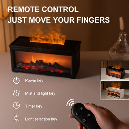 Colourful Flame Fireplace Aroma Diffuser – Essential Oil Humidifier with Remote Control