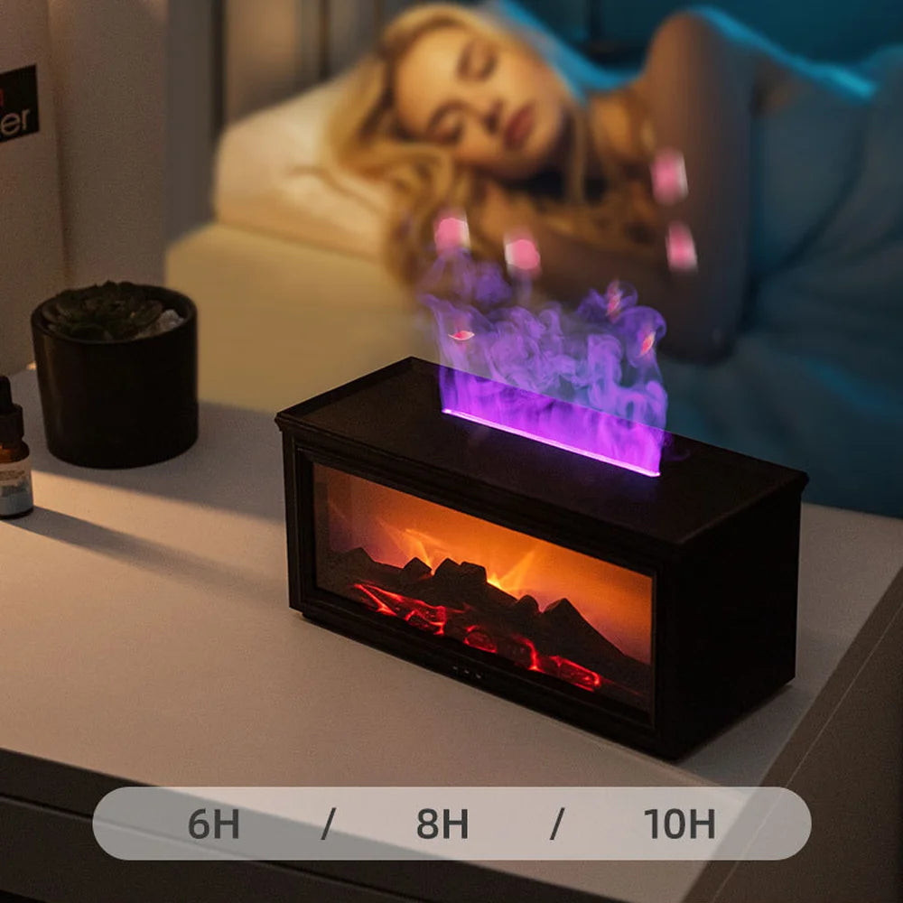 Colourful Flame Fireplace Aroma Diffuser – Essential Oil Humidifier with Remote Control