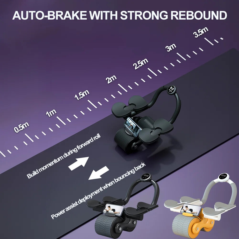 2-Wheel Ab Roller with Elbow Support & Auto Rebound – Core Workout Trainer with Counter Display