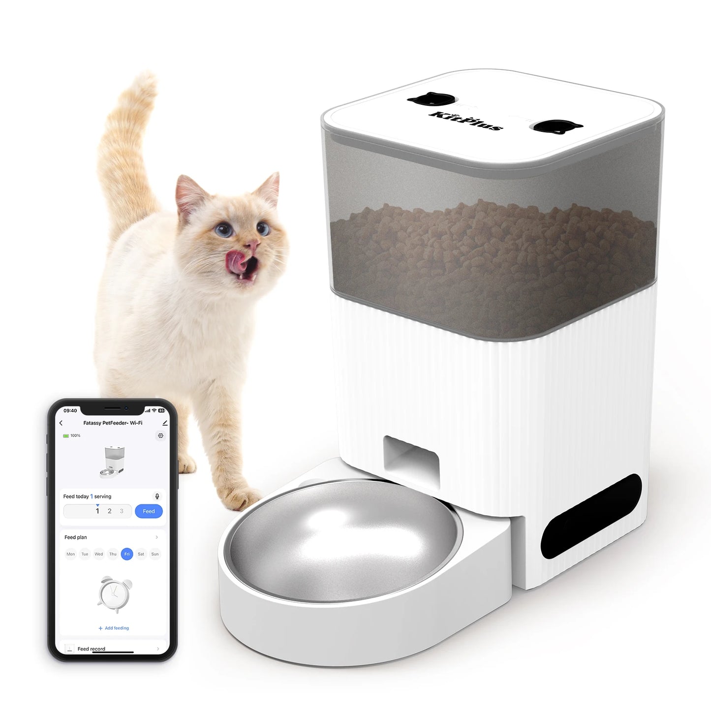 Automatic Pet Feeder with APP Control – 4L Smart Cat & Dog Food Dispenser with Timer & Voice Recording