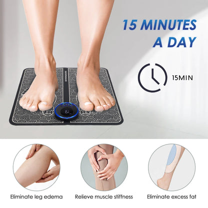 Electric Foot Massager Pad – Portable EMS Muscle Stimulator for Relaxation, Pain Relief & Fitness