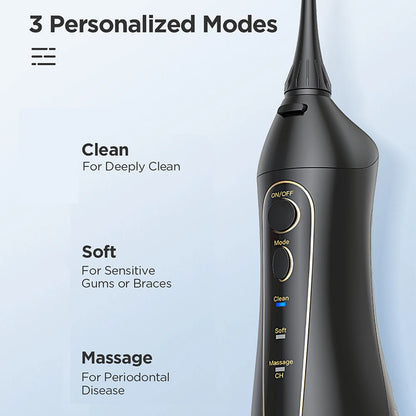 Rechargeable Water Flosser Oral Irrigator – 300ml Portable Dental Cleaner with 3 Modes