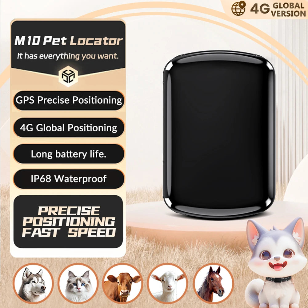 Pet GPS Tracker with Adjustable Collar – 4G Smart Locator for Dogs & Cats (IP68 Waterproof)