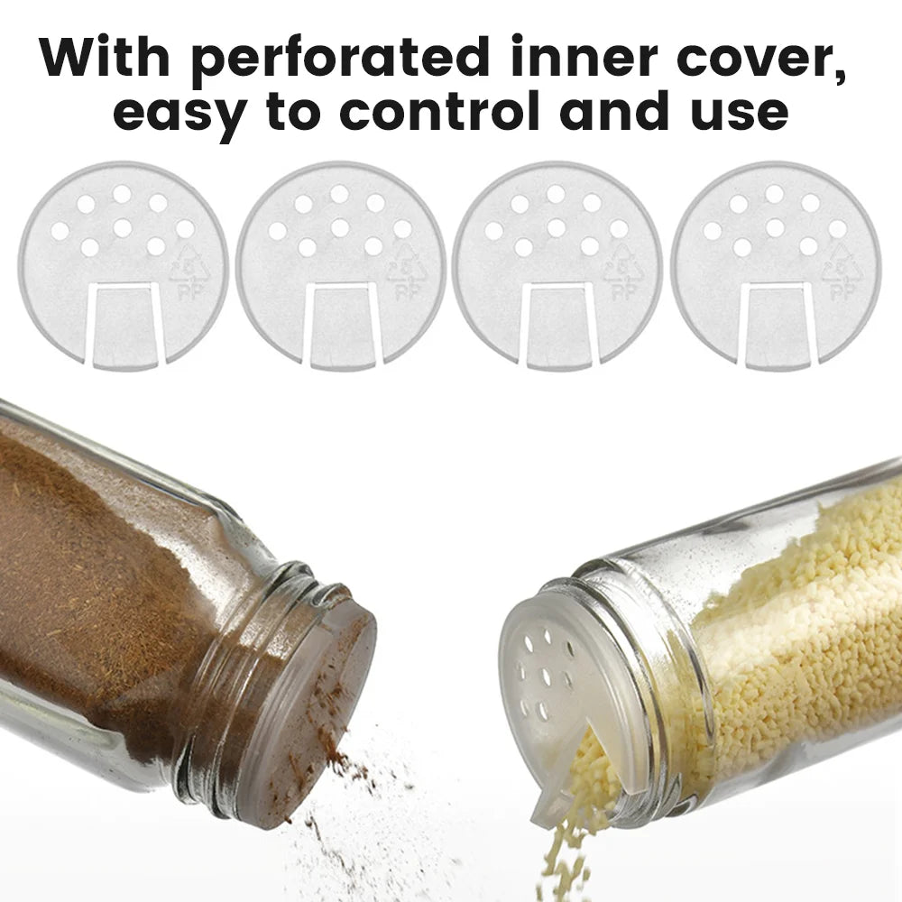 12-Piece 120ML Glass Spice Jar Set – Transparent Seasoning Bottles with Adjustable Shaker Lids