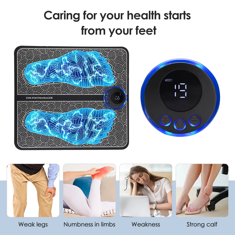 Electric Foot Massager Pad – Portable EMS Muscle Stimulator for Relaxation, Pain Relief & Fitness