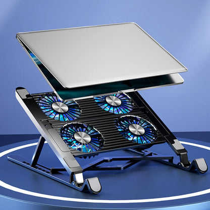Adjustable Laptop Cooling Stand – Foldable Aluminium/ABS Notebook Cooler with 2 or 4 Fans (11–17.3 Inch)
