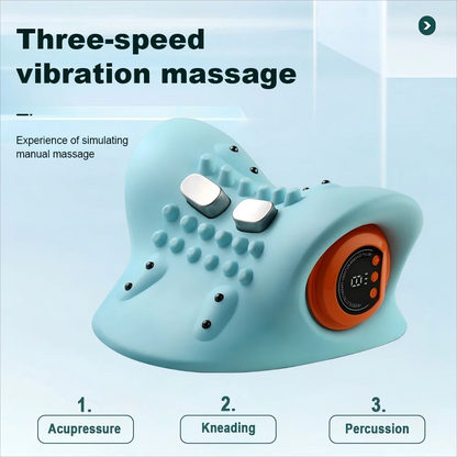 Electric Vibration Massage Pillow with Heat & EMS Pulse – Cervical Neck Support by Razment