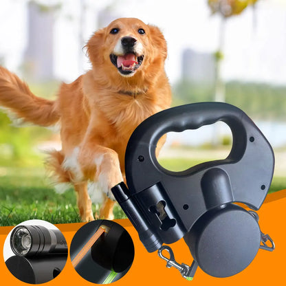 Double Headed Retractable Dog Leash with LED Light – 3m Dual Traction Rope for Small & Medium Dogs