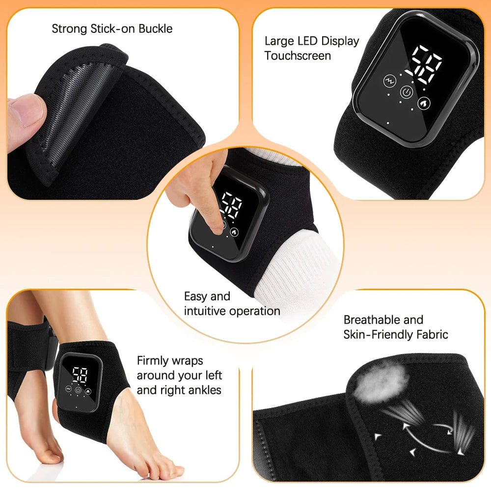Heating Foot Massager Electric Vibration Relaxation Ankle Massager Warm Ankle Brace Joint Sprain Support Ankle Protection