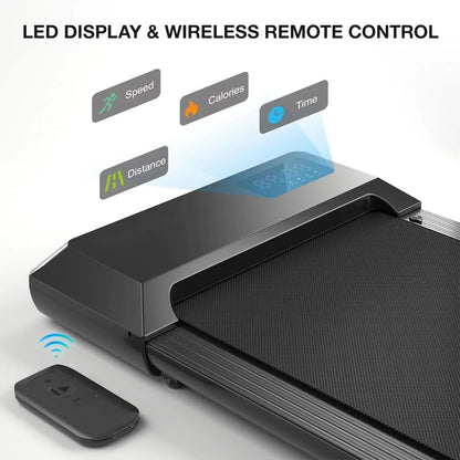 2-in-1 Walking Pad Treadmill – Portable Under Desk Electric Treadmill for Home & Office, 2.5 MPH, 250 lbs Capacity