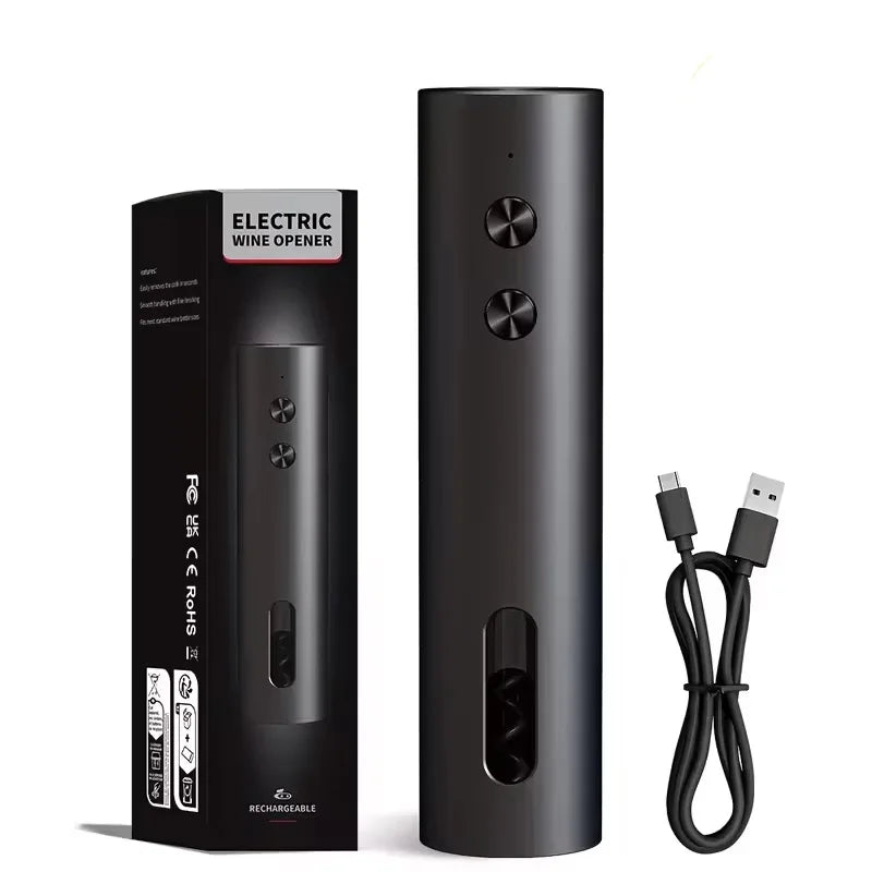 Rechargeable Electric Wine Opener Set – USB-C Corkscrew with Foil Cutter, Pourer & Vacuum Stopper