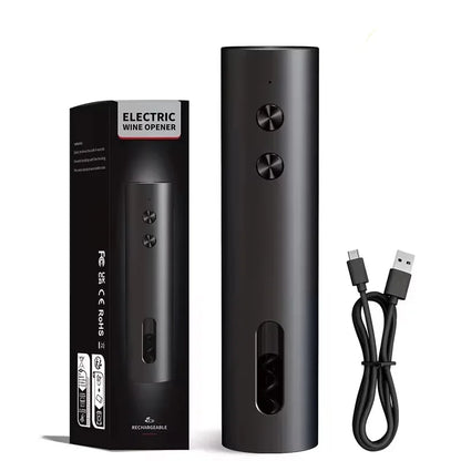 Rechargeable Electric Wine Opener Set – USB-C Corkscrew with Foil Cutter, Pourer & Vacuum Stopper