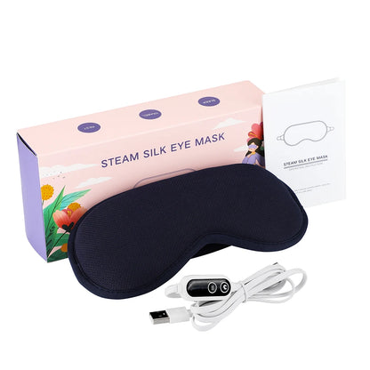 Electric Heated Eye Mask with 3 Heat Levels – Hot Compress & Vibration Eye Massager