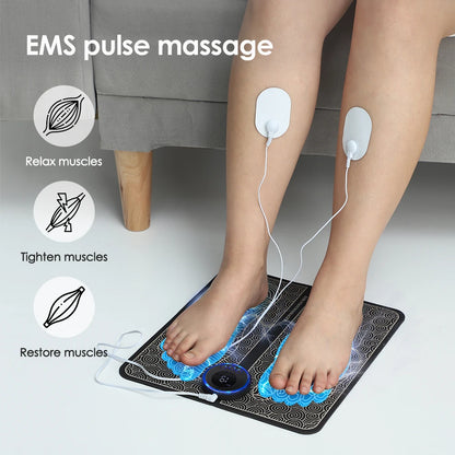 Electric Foot Massager Pad – Portable EMS Muscle Stimulator for Relaxation, Pain Relief & Fitness