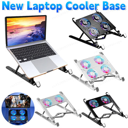 Adjustable Laptop Cooling Stand – Foldable Aluminium/ABS Notebook Cooler with 2 or 4 Fans (11–17.3 Inch)