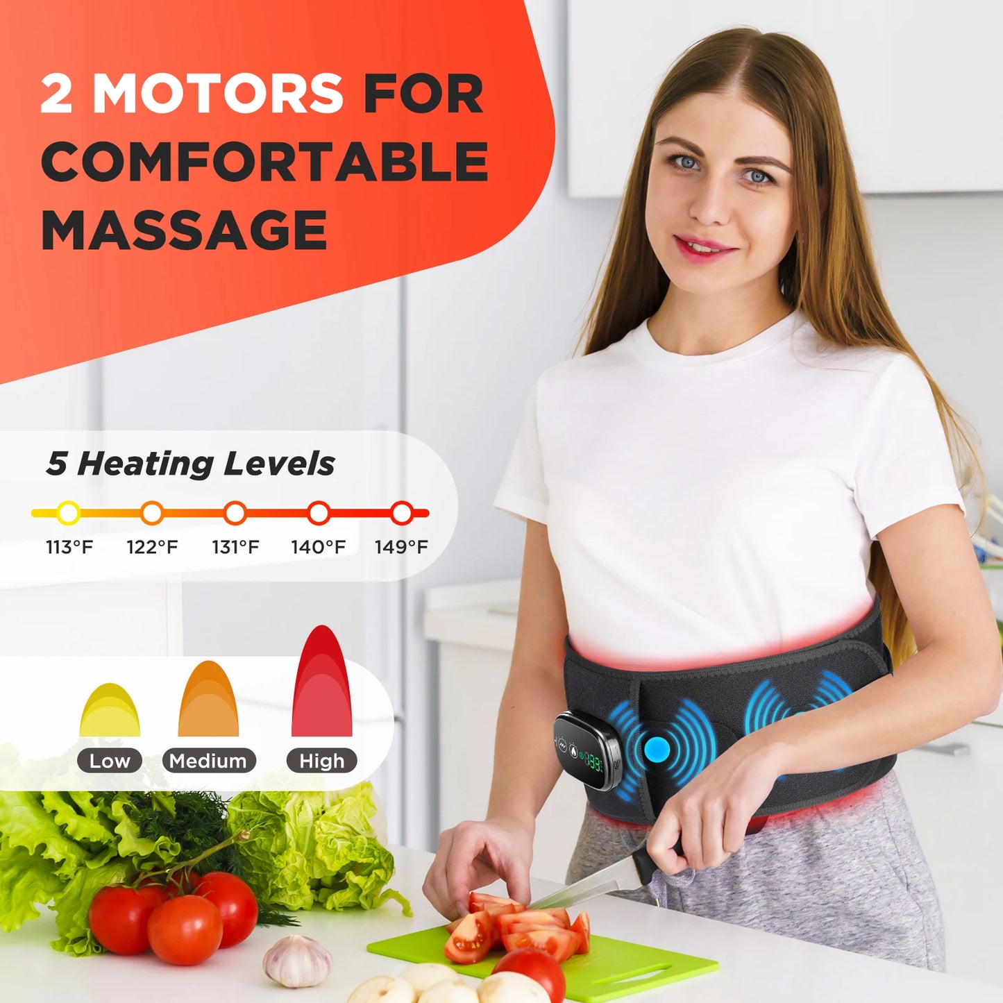 Electric Heating Waist Massager Belt with Vibration & Adjustable Heat – Lumbar Support Brace