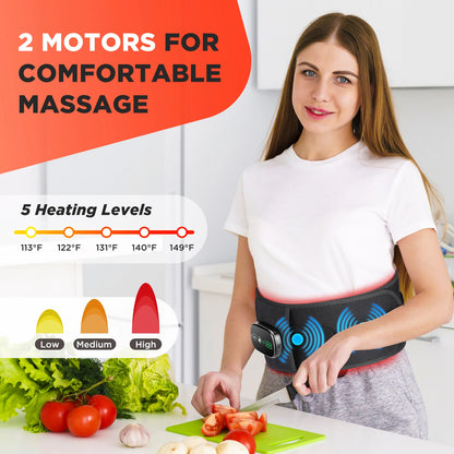 Electric Heating Waist Massager Belt with Vibration & Adjustable Heat – Lumbar Support Brace