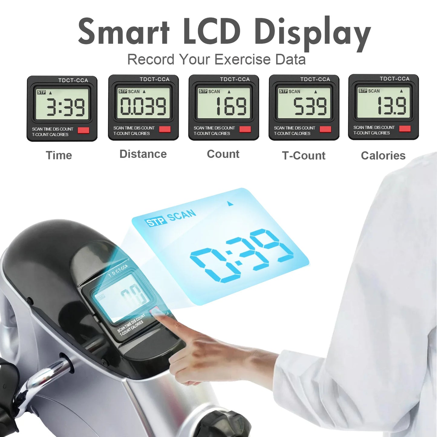 Portable Mini Exercise Bike Under Desk Pedal Exerciser with LCD – Arm & Leg Multifunctional Stepper for home & office