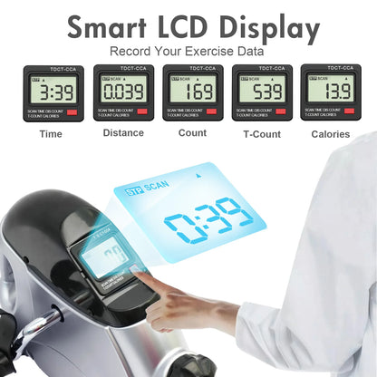 Portable Mini Exercise Bike Under Desk Pedal Exerciser with LCD – Arm & Leg Multifunctional Stepper for home & office