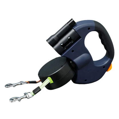 Double Headed Retractable Dog Leash with LED Light – 3m Dual Traction Rope for Small & Medium Dogs