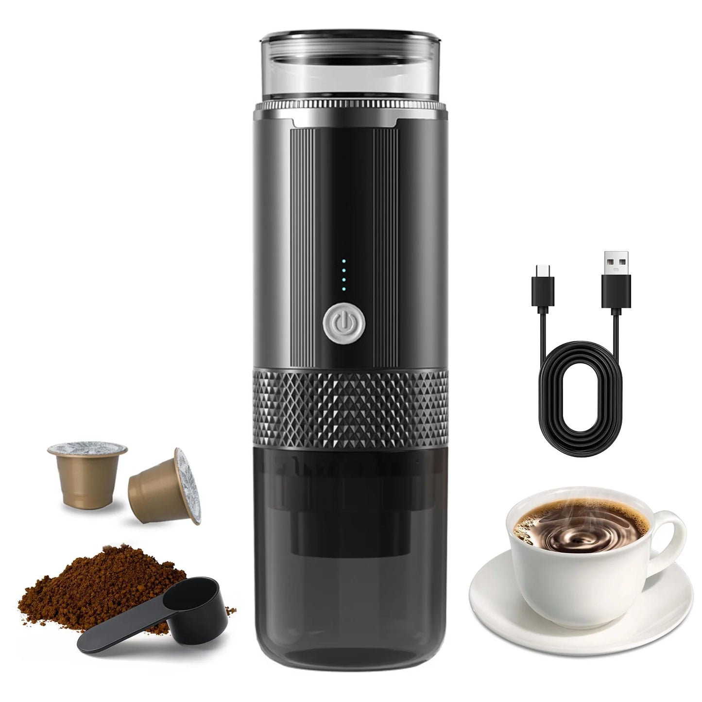 Portable Electric Espresso Coffee Machine – Cordless Rechargeable One-Button Coffee Maker