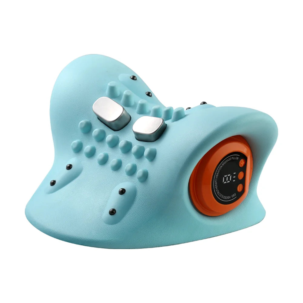 Electric Vibration Massage Pillow with Heat & EMS Pulse – Cervical Neck Support by Razment