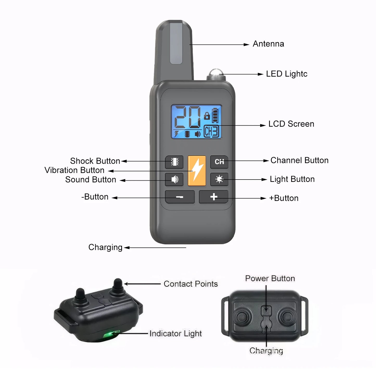 Electric Dog Training Collar with Remote – 4 Training Modes (Beep, Vibration & Static) Waterproof & Rechargeable