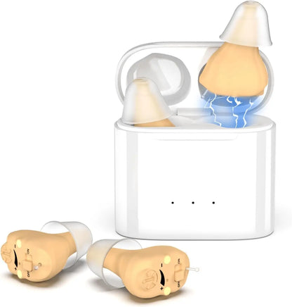 Invisible & Rechargeable Digital Hearing Aids for Seniors - Wireless Sound Amplifiers with Noise Reduction