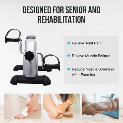 Portable Mini Exercise Bike Under Desk Pedal Exerciser with LCD – Arm & Leg Multifunctional Stepper for home & office