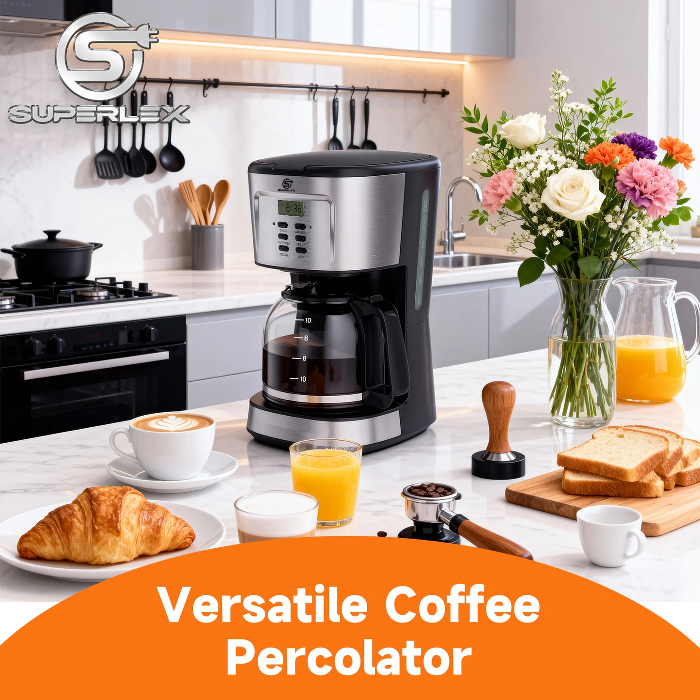 900W Electric Drip Coffee Maker 1.5L – Semi-Automatic American Style Coffee Machine with LCD Display