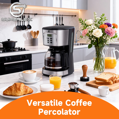 900W Electric Drip Coffee Maker 1.5L – Semi-Automatic American Style Coffee Machine with LCD Display