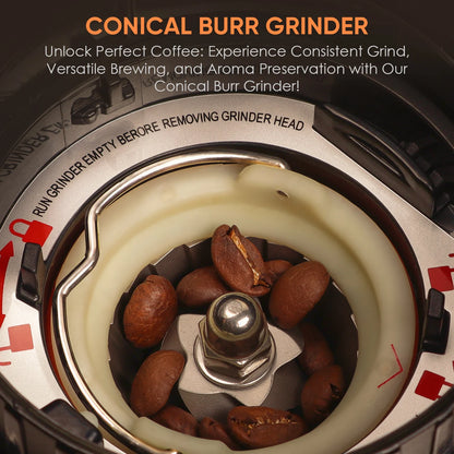 Electric Conical Burr Coffee Grinder – 48 Adjustable Grind Settings for Espresso & Brew Methods