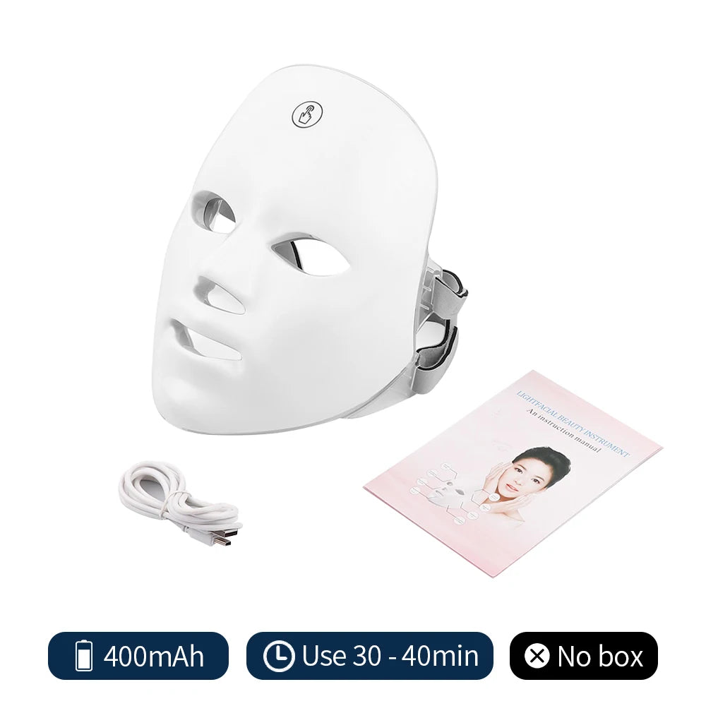 7-Color LED Photon Facial Mask | Wireless Light Therapy Mask for Anti-Aging, Acne Reduction, Skin Tightening & Brightening