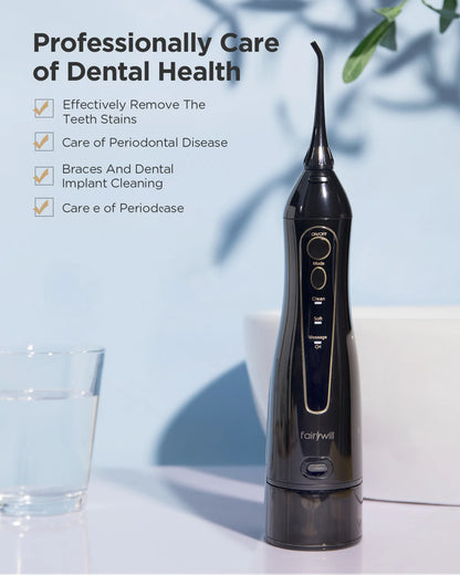 Rechargeable Water Flosser Oral Irrigator – 300ml Portable Dental Cleaner with 3 Modes