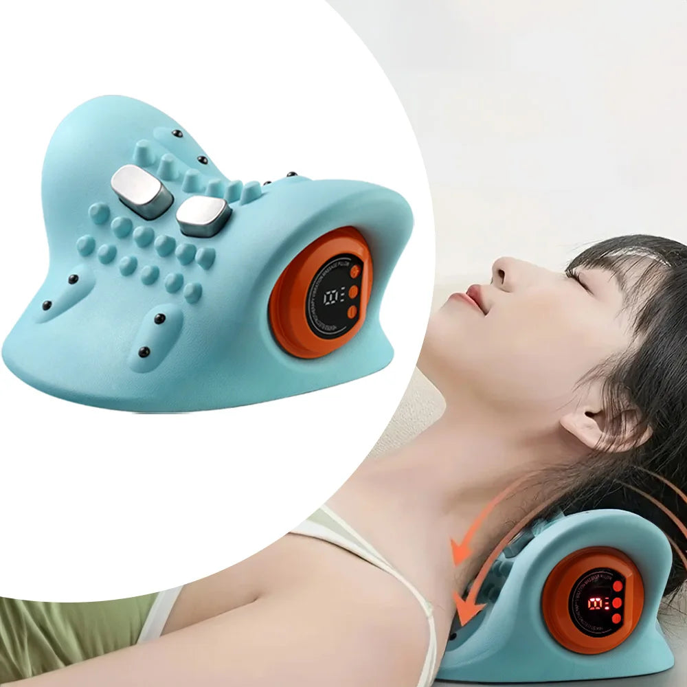 Electric Vibration Massage Pillow with Heat & EMS Pulse – Cervical Neck Support by Razment