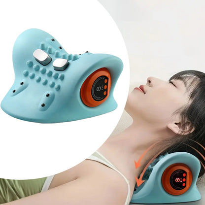 Electric Vibration Massage Pillow with Heat & EMS Pulse – Cervical Neck Support by Razment