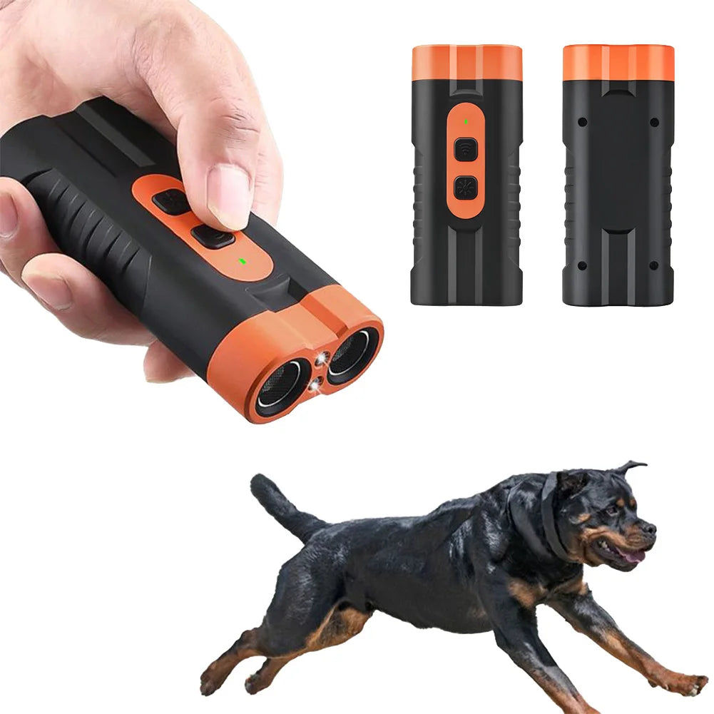 Ultrasonic Dog Repeller Rechargeable – Anti Barking Device with LED Flashlight (30–60kHz)