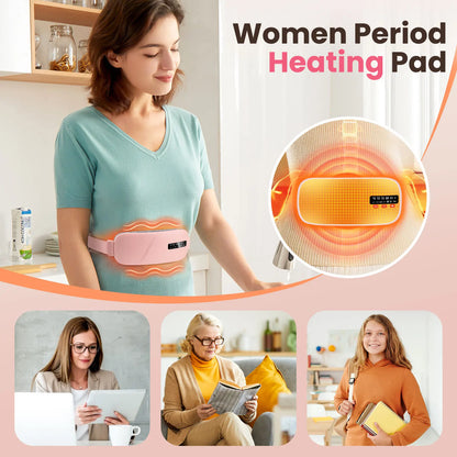 Electric Heating Pad for Menstrual Cramps | Women’s Period Pain Relief Belt with Heat & Vibration | Portable Rechargeable Abdominal Warmer
