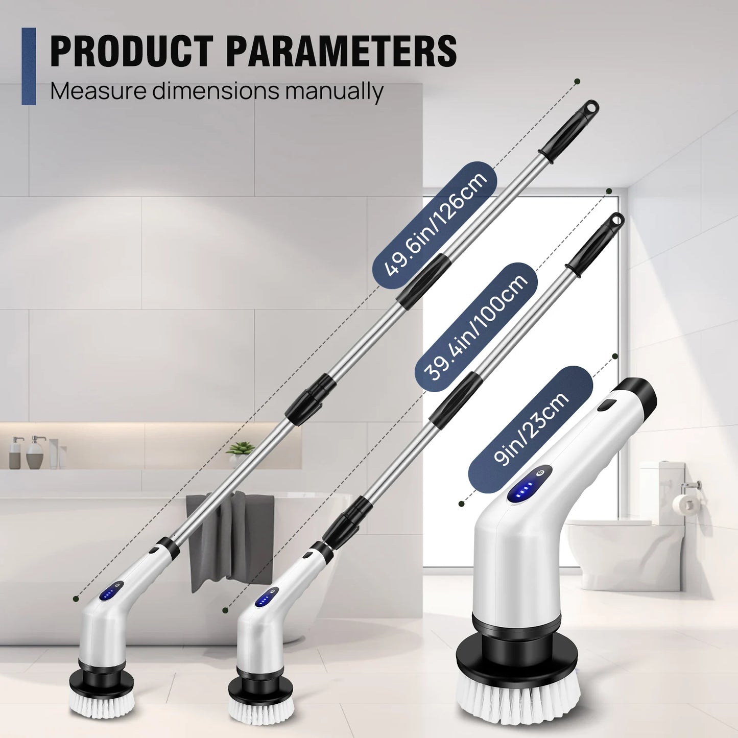 Cordless Electric Spin Scrubber 10-in-1 – Multifunctional Rotary Cleaning Brush for Kitchen & Bathroom