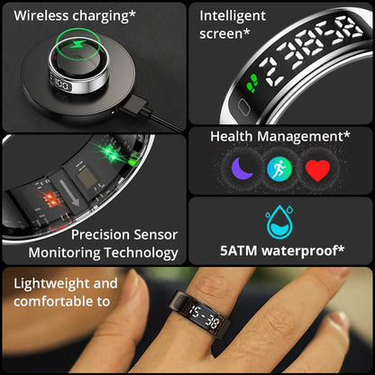 Smart Ring R02 with Charging Case – 39 Days Battery Life | Advanced Health & Fitness Tracker |Fitness Tracker with Heart Rate, Blood Oxygen, Blood Pressure, Sleep Monitoring, Step Counting, IP68 Waterproof